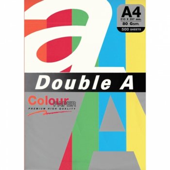 Хартия Double A Rainbow 32406, A4, 80 g/m2, 500 листа, различни цветове | JAR Computers ХАРТИЯ Double A RAINBOW 5 A4 ОП.500 32406