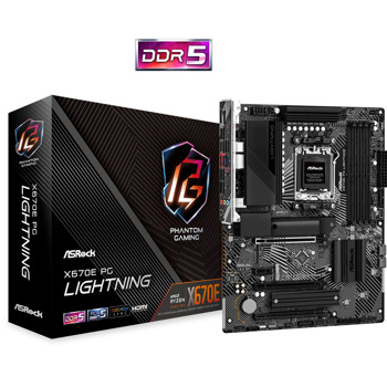 Дънна платка ASRock X670E PG LIGHTNING (90-MXBJ60-A0UAYZ), X670E, AM5, DDR5, PCI-E 5.0 (DP&HDMI)(CF), 4x SATA 6Gb/s, 3x M.2 slot, 2x USB 3.2 Gen1, ATX | JAR Computers ASRock X670E PG LIGHTNING 90-MXBJ60-A0UAYZ