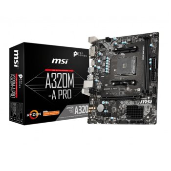 Дънна платка MSI A320M-A PRO, A320, AM4, DDR4, PCIe 3.0 (HDMI&DVI-D), 4x SATA 6Gb/s, 6x USB 3.2 Gen1, m-ATX | JAR Computers MSI A320M-A PRO