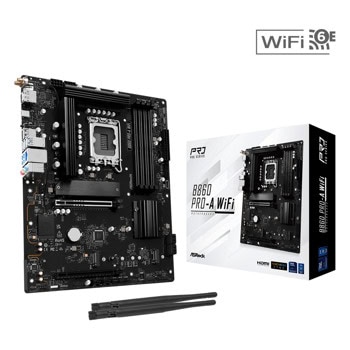 Дънна платка ASRock B860 PRO-A WIFI, B860, LGA1851, DDR5, PCIe 5.0, 4x SATA3 6Gb/s, 2x M.2, 1x USB 3.2 Gen 2 Type-C, 2.5GbE LAN, WI-FI 6E, ATX | JAR Computers Дънна платка ASRock B860 PRO-A WIFI