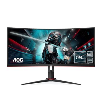 Монитор AOC CU34G2X/BK, 34" (86.36 cm) VA панел, 144 Hz, WQHD, 1 ms, 80000000:1, 300 cd/m2, DisplayPort, HDMI, USB 3.0, 1x 3.5 mm audio jack | JAR Computers AOC CU34G2X/BK