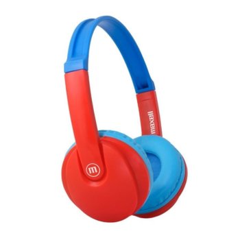 Слушалки Maxell KIDZ HP-BT350, NC3148, bluetooth, AUX, детски, микрофон, до 8 часа работа, функция за автоматично изключване, червено-сини | JAR Computers Maxell KIDZ HP-BT350-TURQ
