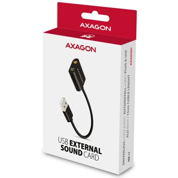 Външна звукова карта AXAGON ADA-12, USB 2.0, 1x Audio Out, 1x Mic, черна image
