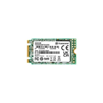 Памет SSD 500GB, Transcend TS500GMTS425S, SATA 6Gb/s, M.2 (2242), скорост на четене 530 MB/s, скорост на запис 480 MB/s | JAR Computers Transcend 500GB TS500GMTS425S