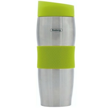 Термочаша Rosberg R52011C Green, 0.38л, неръждаема стомана, двойни стени, ергономична, зелена | JAR Computers Rosberg R52011C - green