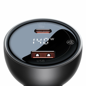 Зарядно за кола Baseus CGZX070001, от автомобилна запалка към 1x USB C(ж)/1x USB A(ж), 140W, черно | JAR Computers Baseus CGZX070001