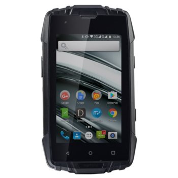 Смартфон myPhone Hammer Iron 2 IT3961(черен), поддържа 2 sim карти, 4.0"(10.16 cm) WVGA IPS Display, четириядрен MediaTek MT6580 1.3GHz, 1GB RAM, 8GB Flash памет(+microSD слот), 5.0 & 2.0 Mpix camera, Android 6, IP68 защита, 282g | JAR Computers myPhone Hammer Iron 2 IT3961