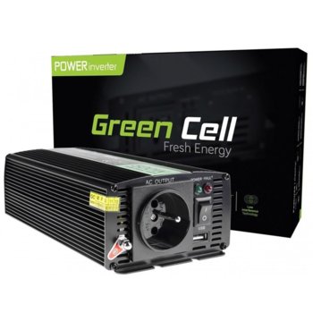 Инвертор Green Cell INV04, 500W, от DC 24V към AC 230V, за кола, USB | JAR Computers Инвертор GREEN CELL 24V/500W INV04