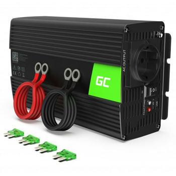 Инвертор Green Cell INV08, DC/AC 1000W, от DC 12V към AC 220V, модифицирана синусоида, за кола | JAR Computers Green Cell 12/220V1000W/2000W INV08