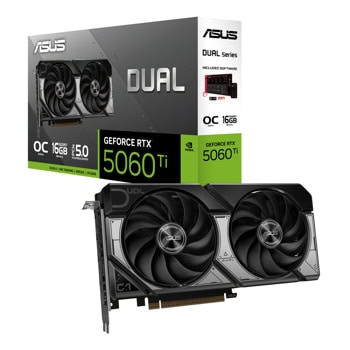 Видео карта Nvidia GF RTX 5060 Ti, 16GB, Asus Dual, OC, PCI-E 5.0, GDDR7, 128-bit, DisplayPort, HDMI | JAR Computers Видео карта ASUS DUAL RTX 5060 TI OC 16GB GDDR7
