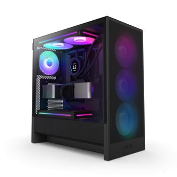Кутия NZXT H5 Flow RGB 2024, ATX/microATX/Mini-ITX, 1x USB 3.2 Gen 2x2 Type-C, 1x USB 3.2 Type-A, с прозорец, черна, без захранване | JAR Computers NZXT H5 Flow RGB 2024 Black CC-H52FB-R1