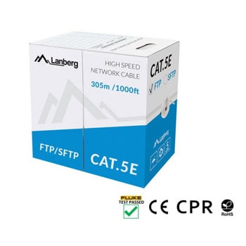 Кабел Lanberg LCS5-11CU-0305-S, SF/UTP, Cat.5e, 305m, сив | JAR Computers Lanberg LCS5-11CU-0305-S