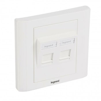 Розетка Legrand, за 2x RJ45, празна FM | JAR Computers Розетка 2ХRJ45 празна FM наклонена