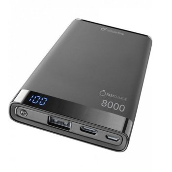 Външна батерия/power bank/ Cellularline Manta S, 8000mAh, черна | JAR Computers Външна батерия Manta S 8000mAh USB-C