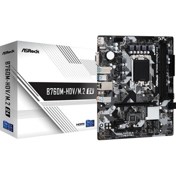 Дънна платка ASROCK B760M-HDV M.2 D4, B760, LGA1700, DDR4, PCIe 4.0, (DP&HDMI&D-Sub), 4x SATA3 6Gb/s, 2x M.2, 5x USB 3.2 Gen1 Type-A, Micro ATX | JAR Computers ASRock ASROCK B760M-HDV M.2 D4 90-MXBL40-A0UAYZ