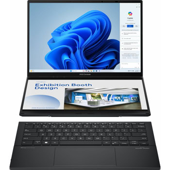 Хибриден лаптоп Asus Zenbook DUO UX8406CA-QL077X (90NB14X1-M00AP0)(сив), шестнадесетядрен Intel Core Ultra 7 255H 2.0/5.1 GHz, Dual 14" (35.56cm) WUXGA OLED 120Hz Touch Display, (HDMI), 32GB LPDDR5X, 1TB SSD NVMe, 2x Thunderbolt 4, Windows 11 Pro | JAR Computers Asus Zenbook DUO UX8406CA-QL077X 90NB14X1-M00AP0