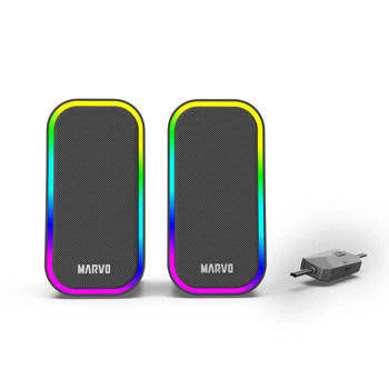 Тонколони Marvo SG-285-BK, 2.0, 6W, AUX, USB, RGB подсветка, черни | JAR Computers Marvo SG-285-BK