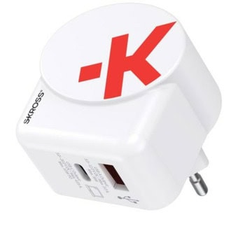 Зарядно устройство Skross Euro USB Charger 1.302425, от контакт към 1x USB-C(ж), 1x USB-A(ж), 5V/2.4A, бяло | JAR Computers Skross Euro USB Charger 1.302425
