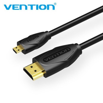 Кабел Vention VAA-D03-B150, от Micro-HDMI(м) към HDMI(м), 1.5м, черен, 4K 2160p@60FPS (3840x2160) | JAR Computers Vention VAA-D03-B150