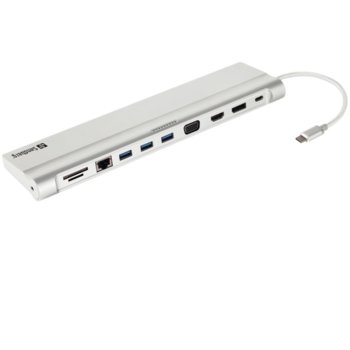 Докинг станция Sandberg 136-23 USB Type-C, HDMI, DP, VGA, USB C, 3x USB A 3.0, RJ45, image