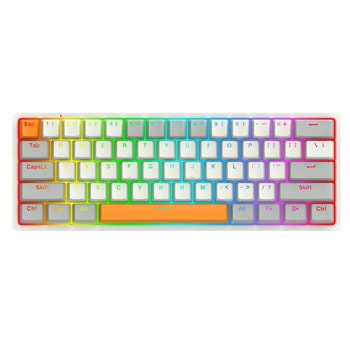 Клавиатура Redragon Akali (K642WGO-RGB), механична, Redragon червени суичове, гейминг, RGB подсветка, бяла, USB | JAR Computers Redragon Akali K642WGO-RGB