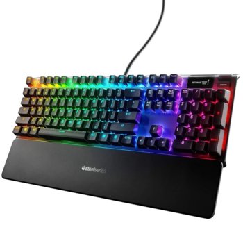 Клавиатура SteelSeries Apex Pro, геймърска, механична, OmniPoint Adjustable switches, RGB подсветка, US layout, черна, USB image