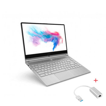 Лаптоп MSI Modern 14 A10M (9S7-14B362-898)(сив) с подарък USB LAN адаптер, четириядрен Comet Lake Intel Core i5-10210U 1.6/4.2 GHz, 14.0" (35.56 cm) Full HD IPS Anti-Glare Display, (HDMI), 8GB DDR4, 256GB SSD, 2x USB 3.2 Type-C, No OS | JAR Computers MSI Modern 14 A10M + USB LAN адаптер