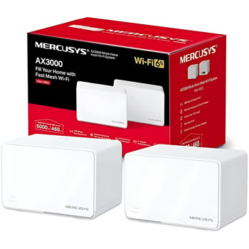 Безжична Wi-Fi система Mercusys Halo H80X, 3000Mbps, 2.4GHz(574Mbps)/5GHz(2402Mbps), Wireless AX, 3x WAN/LAN Gigabit, 2бр. | JAR Computers Безжична Wi-fi система Mercusys Halo H80X 2-pack