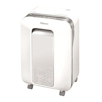 Шредер Fellowes Powershred LX201, до 12 листа А4, раздробява карти/хартия/телчета/кламери, Jam Proof технология, Intellibar, SafeSense, кошче за отпадъци с обем 22 литра, бял | JAR Computers Fellowes Powershred LX201 5050101-WHITE