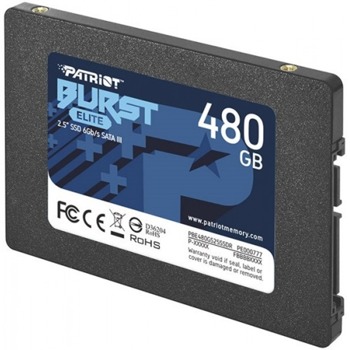 Памет SSD 480GB, Patriot Burst Elite (PBE480GS25SSDR), SATA 6Gb/s, 2.5" (6.35 cm), скорост на четене 450 Mb/s, скорост на запис 320 MB/s | JAR Computers Patriot PBE480GS25SSDR
