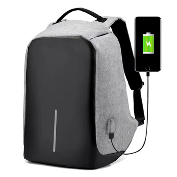 Раница за лаптоп BP-01, до 15.6" (39.62cm), полиестер, USB порт за зареждане, сива | JAR Computers Раница за лаптоп BP-01 15.6" 45284