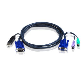 KVM кабел ATEN 2L-5506UP, VGA(ж) + 2x PS2(м) към VGA(м) + USB A(м), 6.0 м | JAR Computers ATEN 2L-5506UP