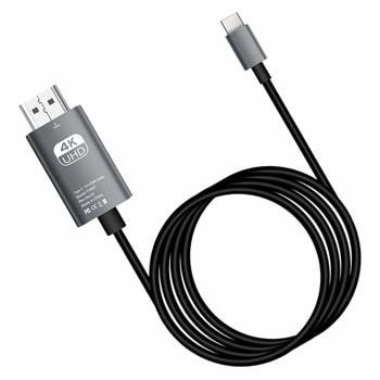 кабел detech usbc to hdmi 2.m gray