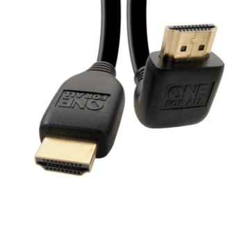 Кабел One For All, от HDMI(м) към HDMI(м), позлатени конектори, 90 градуса конектори, 3m | JAR Computers Кабел HDMI M-HDMI М gold plated 3м