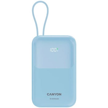 Външна батерия /power bank/ Canyon OnPower 101 (CNS-CPB101BL), 10 000 mAh, синя, 1x USB-A, 1x USB-C, 22.5W | JAR Computers Canyon OnPower 101 Blue CNS-CPB101BL