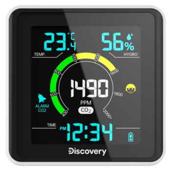 Електронна метеостанция Discovery Report WA40, цветен LCD дисплей, термометър, барометър, влагомер, часовник, будилник, календар, съвместим сензор: Discovery Report WA20-S, включен 1бр. сензор, черна image