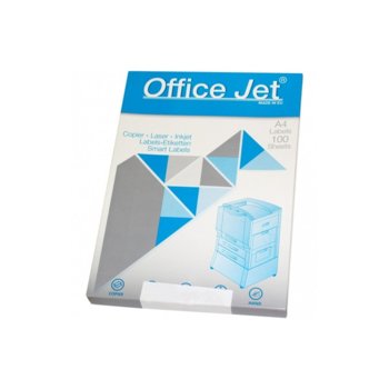 Етикети за принтери Office Jet, формат А4, размер 297x210mm, 1бр. на лист, опаковка от 100 листа, бели image