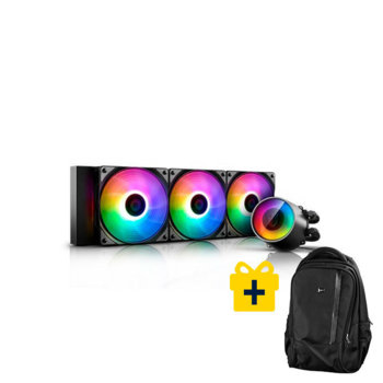 Водно охлаждане DeepCool CASTLE 360 RGB V2 с подарък раница DeepCool, съвместимост със Intel LGA2066/2011-v3/2011/1151/1150/1155/1366 & AMD TR4/AM4/AM3+/AM3/AM2+/AM2/FM2+/FM2/FM1 | JAR Computers DeepCool CASTLE 360 RGB V2