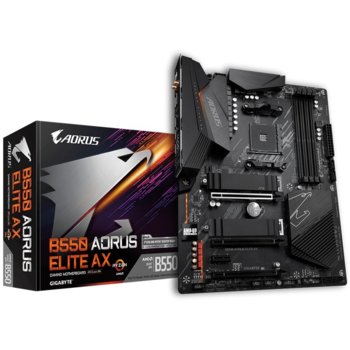 Дънна платка Gigabyte B550 AORUS ELITE AX, AM4, B550, DDR4, PCI-E 4.0, (DP&HDMI), 4x SATA 6Gb/s, 2x M.2, USB 3.2 Gen 2, Wi-Fi, Bluetooth, ATX | JAR Computers Gigabyte B550 AORUS ELITE AX
