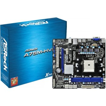 Дънна платка ASRock A75M-HVS, FM1, AMD A75, DDR3, PCI-E (HDMI), SB5.1 THX TruStudio™, Lan1000, 6xSATA 6.0Gb/s RAID 0,1,10, 4xUSB3.0, mATX | JAR Computers ASRock A75M-HVS
