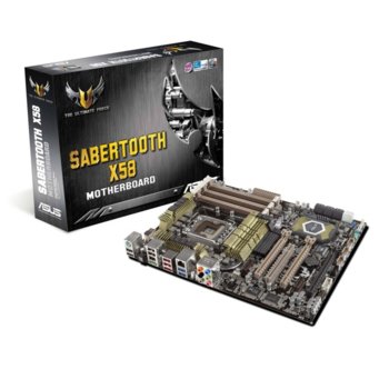 Дънна платка Asus SABERTOOTH X58, X58, LGA1366, DDR3 (up to 24GB), 3xPCI-E(SLi/CF), SB7.1, Lan1000, SATA RAID 0,1,5,10, 2xSATA 6Gb/s, 2xUSB3.0, 2x1394, ATX | JAR Computers Asus SABERTOOTH X58