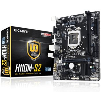 Дънна платка Gigabyte GA-H110M-S2, H110, LGA1151, DDR4, PCI-E (VGA), 4x SATA 6Gb/s, 2x USB 3.0, microATX | JAR Computers GIGABYTE GA-H110M-S2