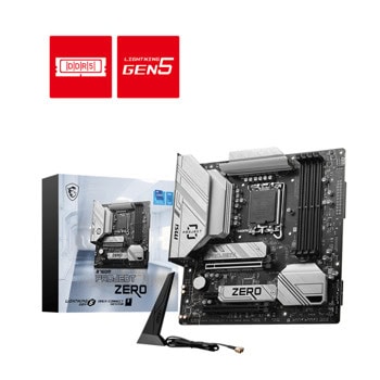 Дънна платка MSI B760M Project Zero, B760, LGA1700, DDR5, PCI-E 5.0 (DP&HDMI), 4x SATA 6Gb/s, 2x M.2 slots, USB 3.2 Gen 2x2 Type-C, USB 3.2 Gen 2 Type-A, Bluetooth, Micro ATX | JAR Computers MSI B760M Project Zero 911-7E14-004