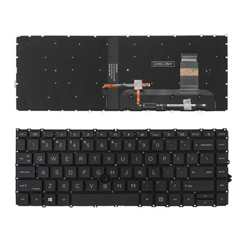 Клавиатура за лаптоп HP, съвместима със серия EliteBook 840 G7, черна, без рамка, малък Enter, с подсветка | JAR Computers KBD for HP EliteBook 840 G7