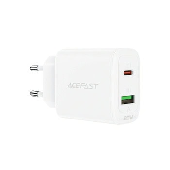 Зарядно устройство Acefast A25, от контакт към 1x USB-C(ж), 1x USB-A(ж), 5V/3A, бяло, QC 3.0 | JAR Computers Acefast A25 White