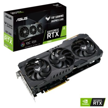 Видео карта Nvidia GeForce RTX 3060, 12GB, Asus TUF Gaming OC Edition, PCI-E 4.0, GDDR6, 192-bit, DisplayPort, HDMI | JAR Computers Asus TUF-RTX3060-O12G-GAMING