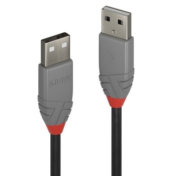 Кабел Lindy LNY-36692, от USB A(м) към USB A(м), 1m, сив | JAR Computers Lindy LNY-36692
