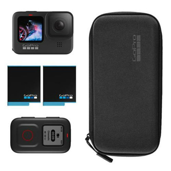 Екшън камера GoPro HERO9 Black Bundle, камера за екстремен спорт, 5K@30fps, HyperSmooth 3.0 стабилизация, гласов контрол, водоустойчив, 8x Slow motion, Bluetooth, GPS, включва GoPro 1720mAh презареждаема батерия/GoPro Remote дистанционно, черен image