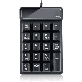 Цифрова клавиатура K4, Num Lock LED индикатор, черна, USB | JAR Computers Цифрова клавиатура K4