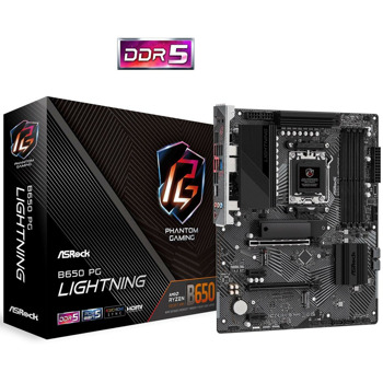 Дънна платка ASRock B650 PG Lightning, B650, AM5, DDR5, PCI-E 5.0 (HDMI), 3x M.2, 4x SATA 6Gb/s, 1x USB C, ATX | JAR Computers ASROCK B650 PG Lightning 90-MXBK20-A0UAYZ